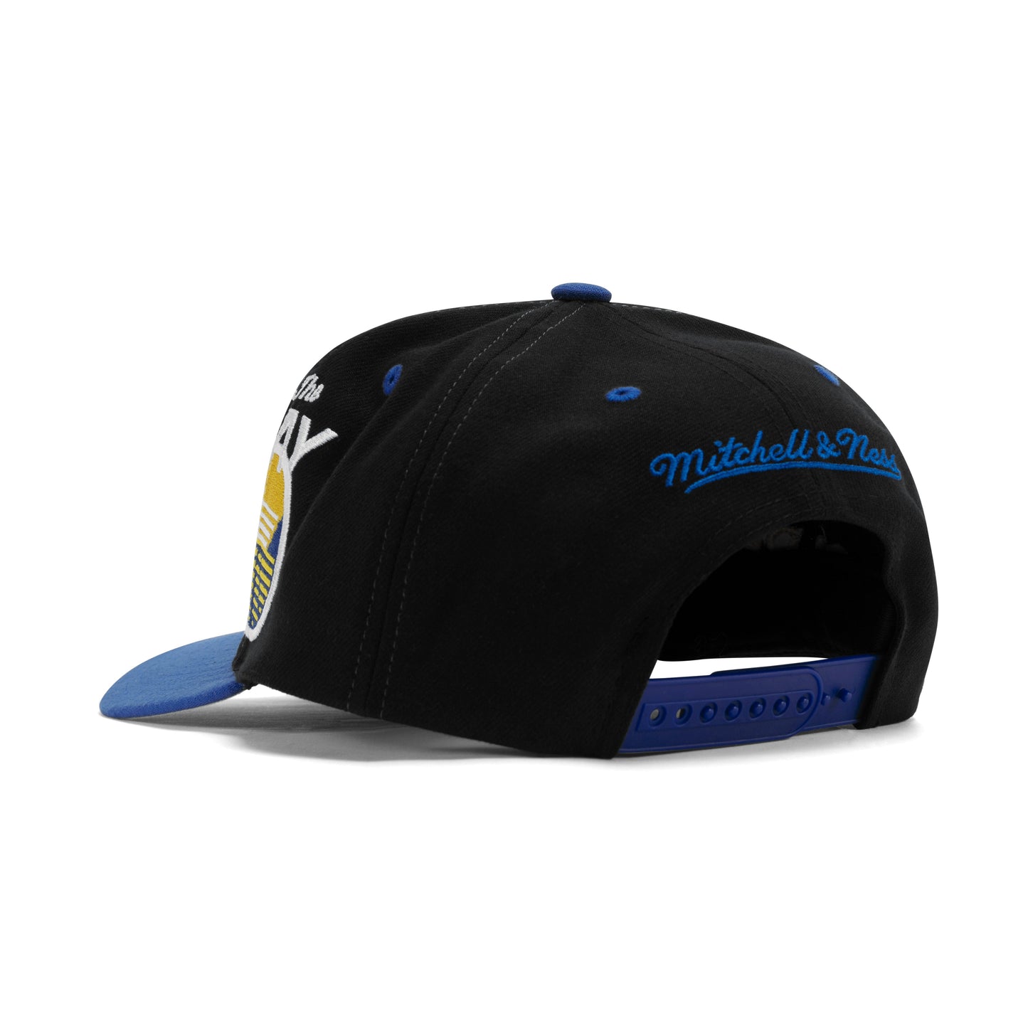 Mitchell & Ness Golden State Warriors Overbite Pro Snapback Grey Bottom "Black Blue Yellow" (The Bay Embroidery)