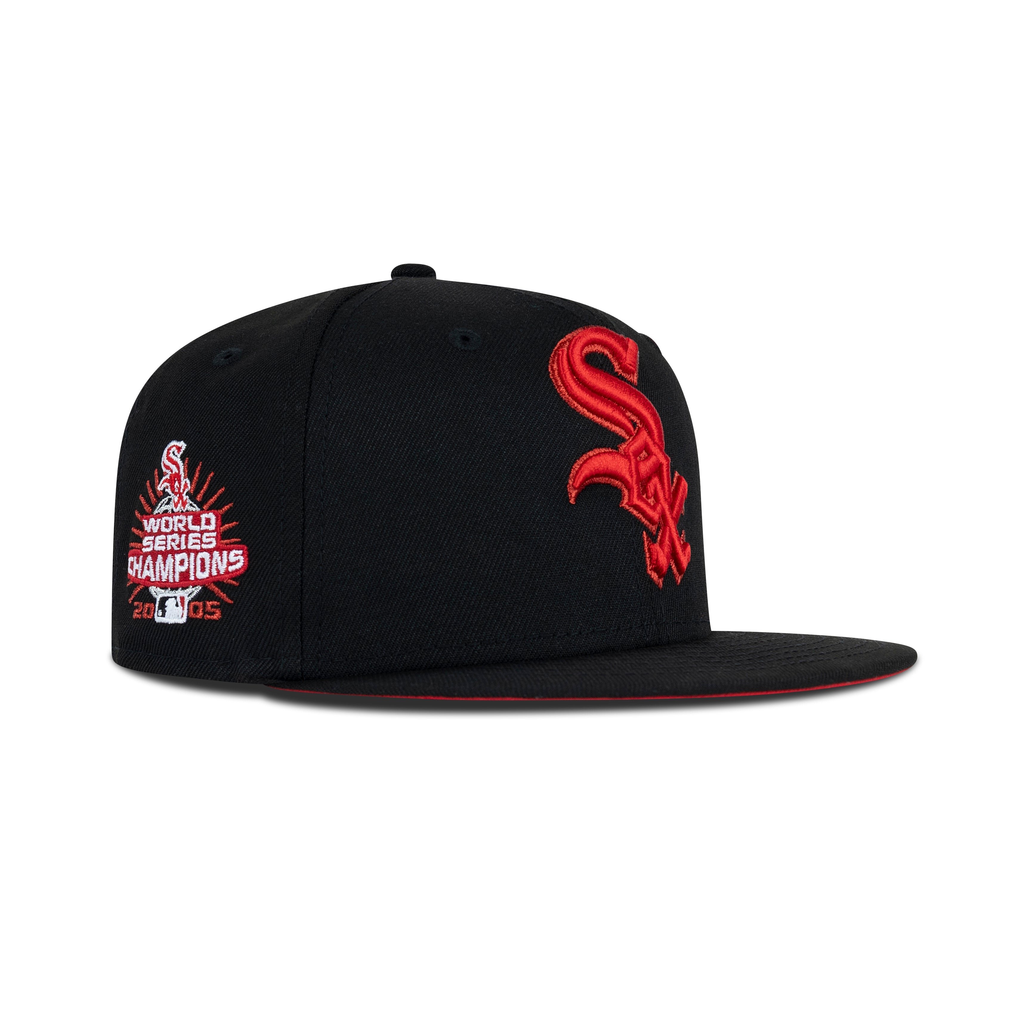 New Era Chicago White Sox Fitted Red Bottom "Black Metallic Red" (2005 World Series Champions Embroidery)