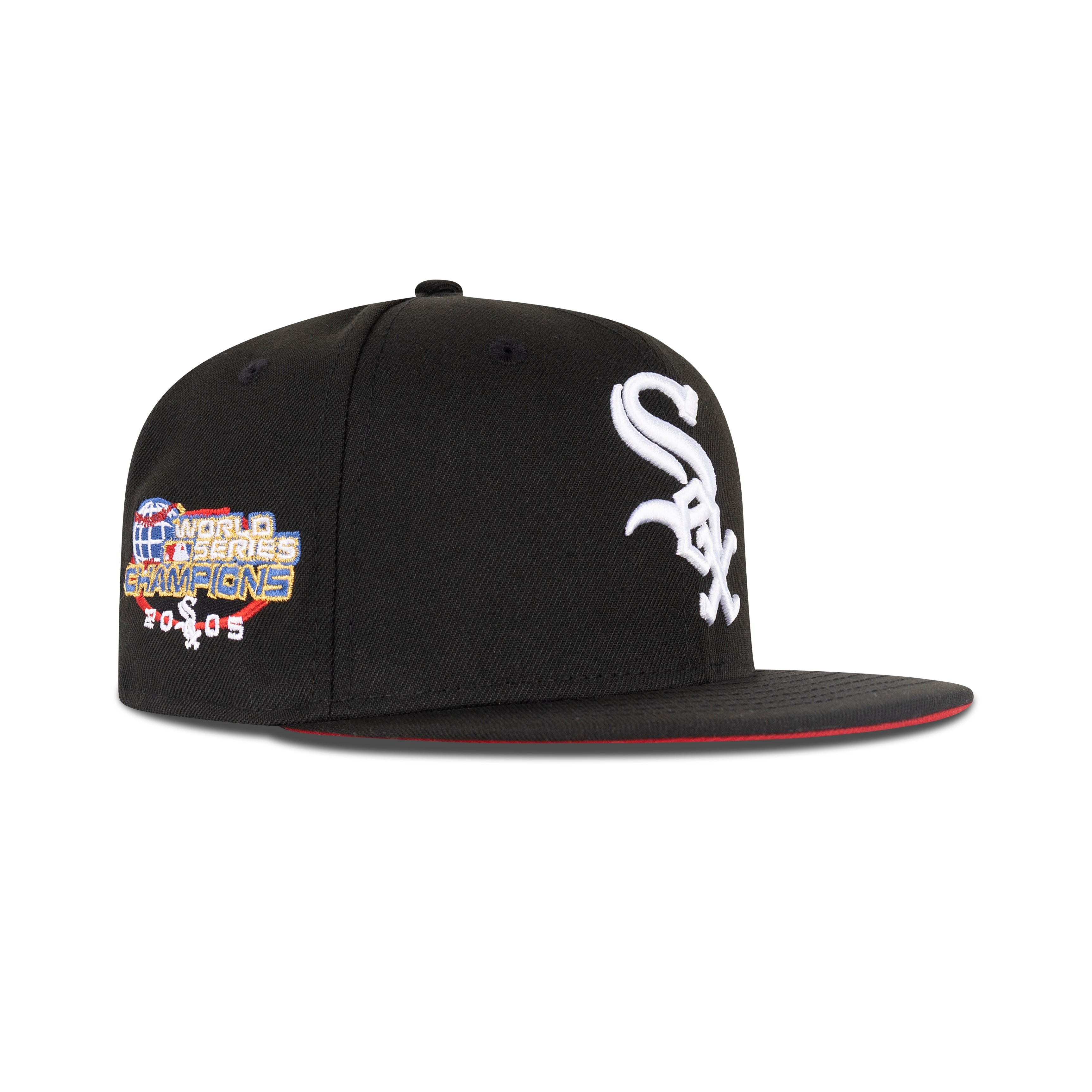 New Era Chicago White Sox Fitted Red Bottom "Black White" (2005 World Series Champions Embroidery)