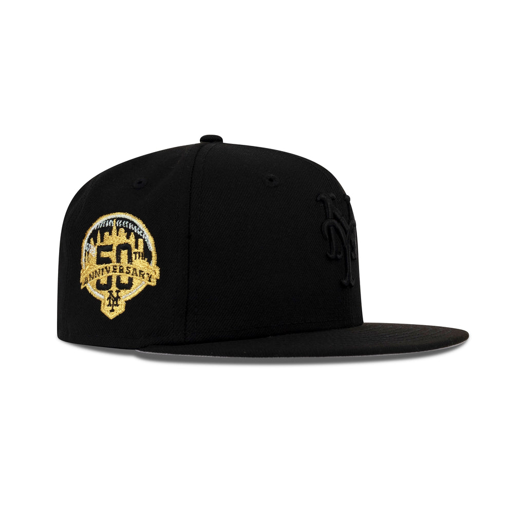 New Era New York Mets Fitted Grey Bottom "Black Black" (50th Anniversary Embroidery)