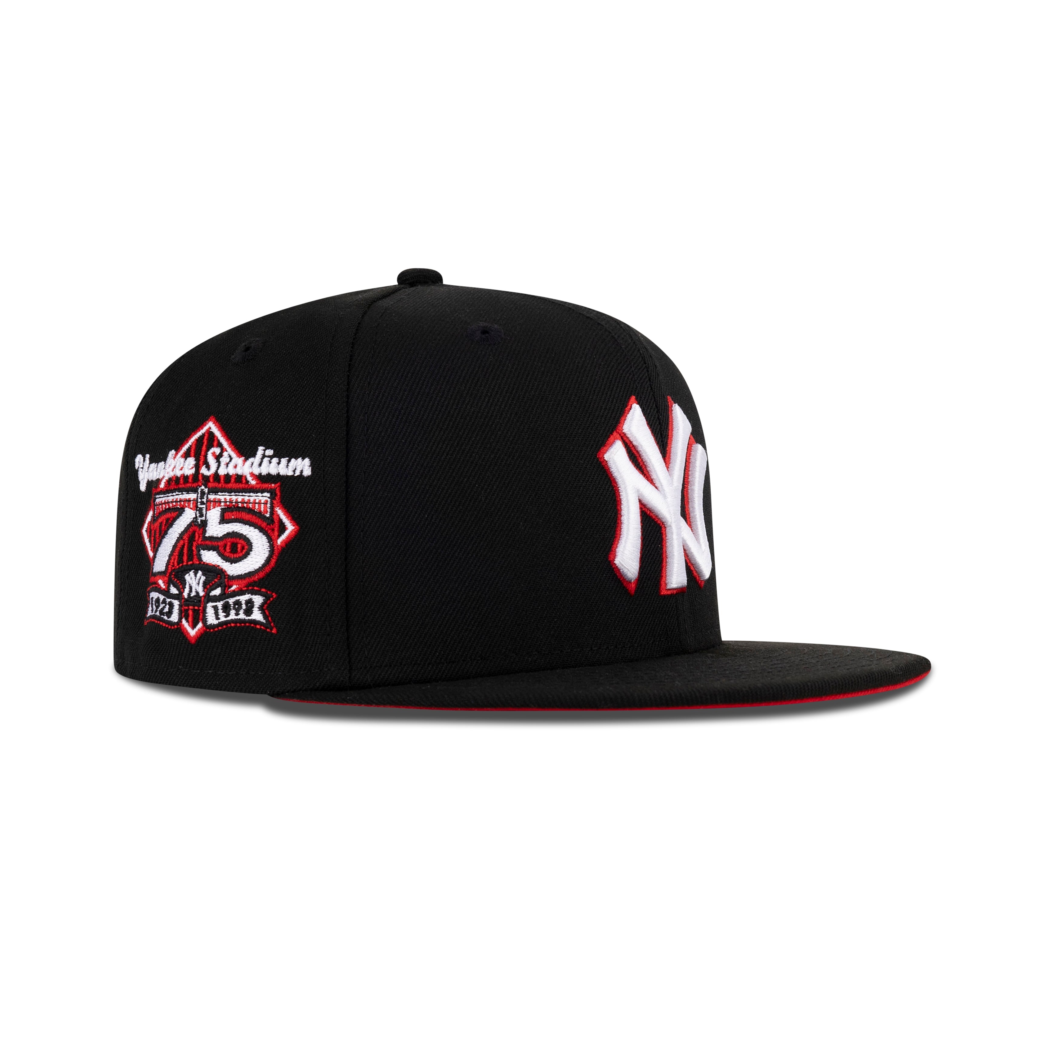 New Era New York Yankees Fitted Front Door Red Bottom "Black Front Door Red White" (1923-1998 75th Yankee Stadium Embroidery)
