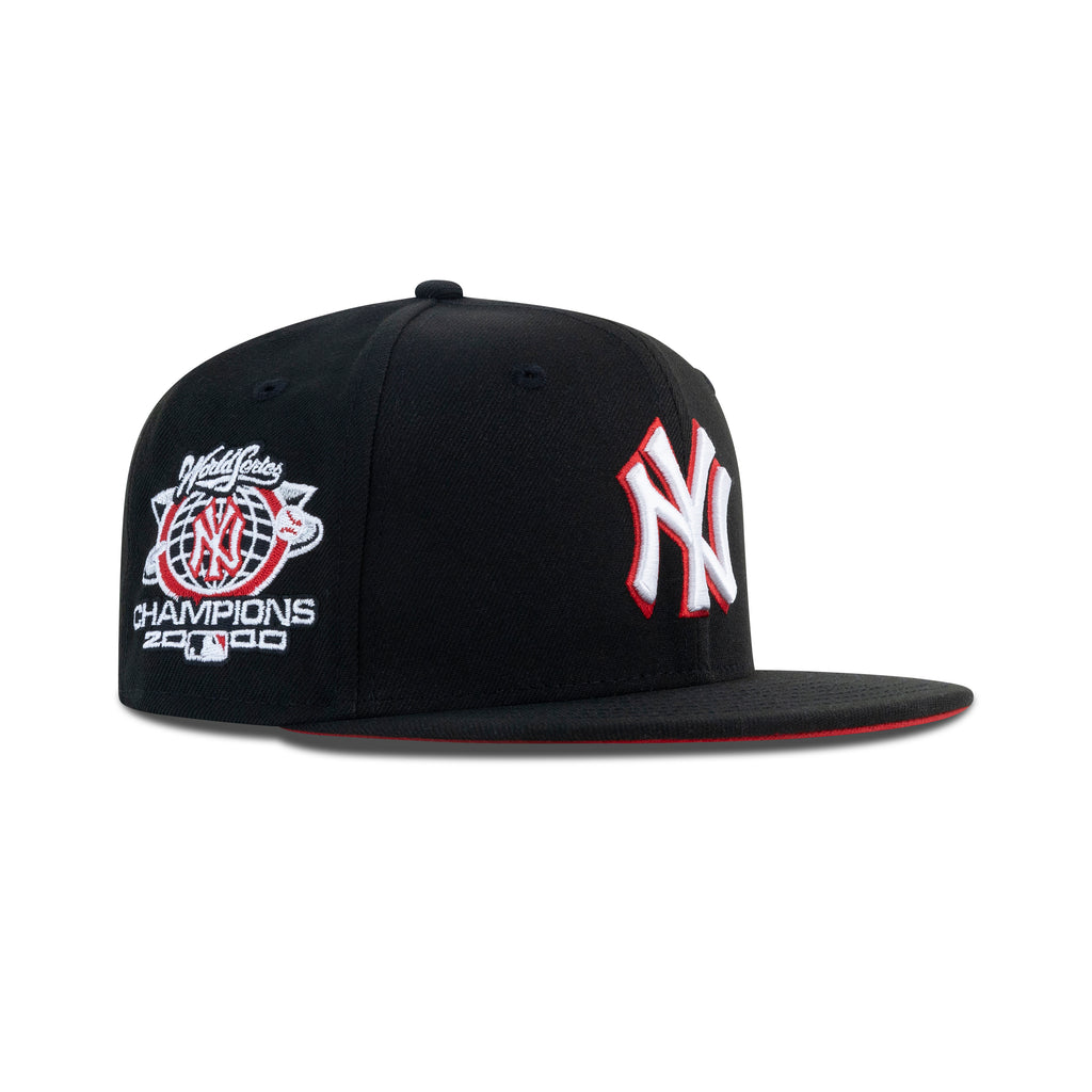 New Era New York Yankees Fitted Front Door Red Bottom "Black Front Door Red White" (2000 World Series Champions Embroidery)