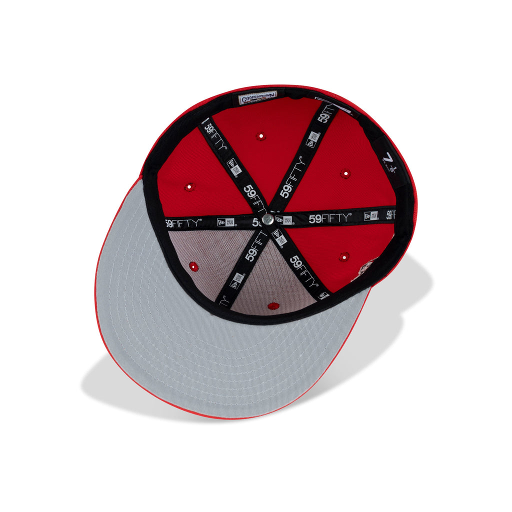 New Era New York Yankees Fitted Grey Bottom "Red Metallic Red" (1998 World Series Embroidery)