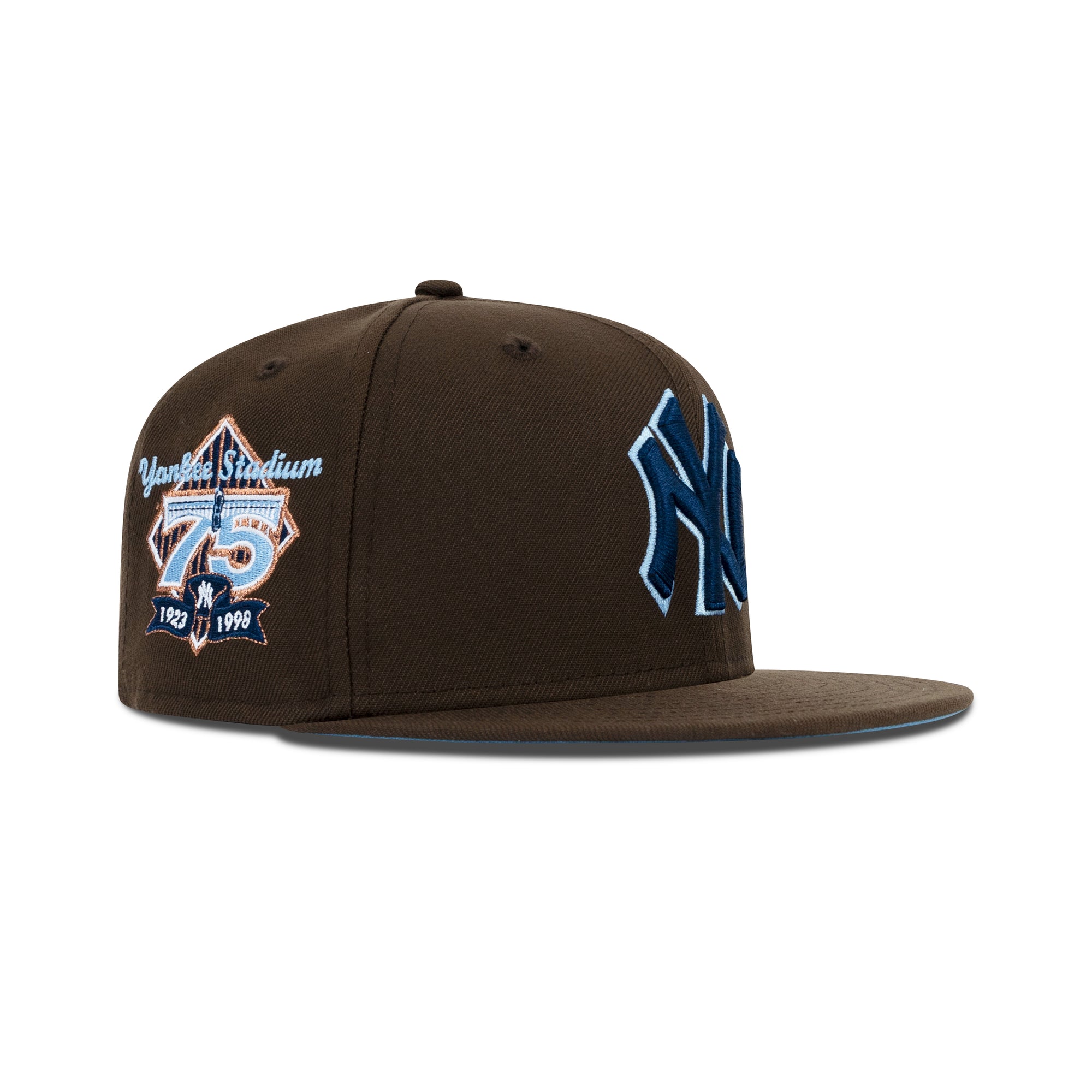 New Era New York Yankees Fitted Sky Bottom "Walnut Navy Sky" (1923-1998 75th Yankee Stadium Embroidery)