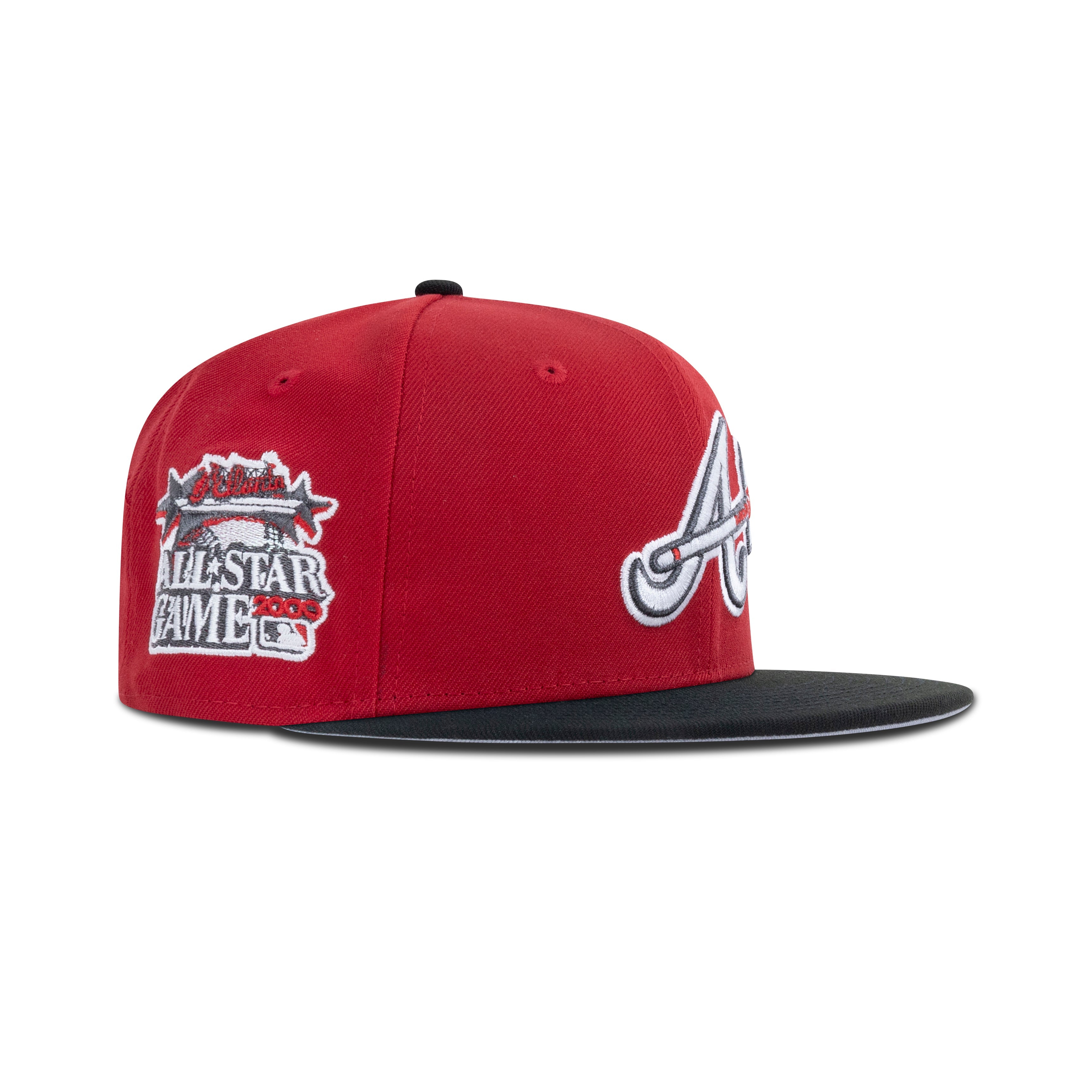 New Era Atlanta Braves Fitted Grey Bottom Scarlet Black White - Photo 1