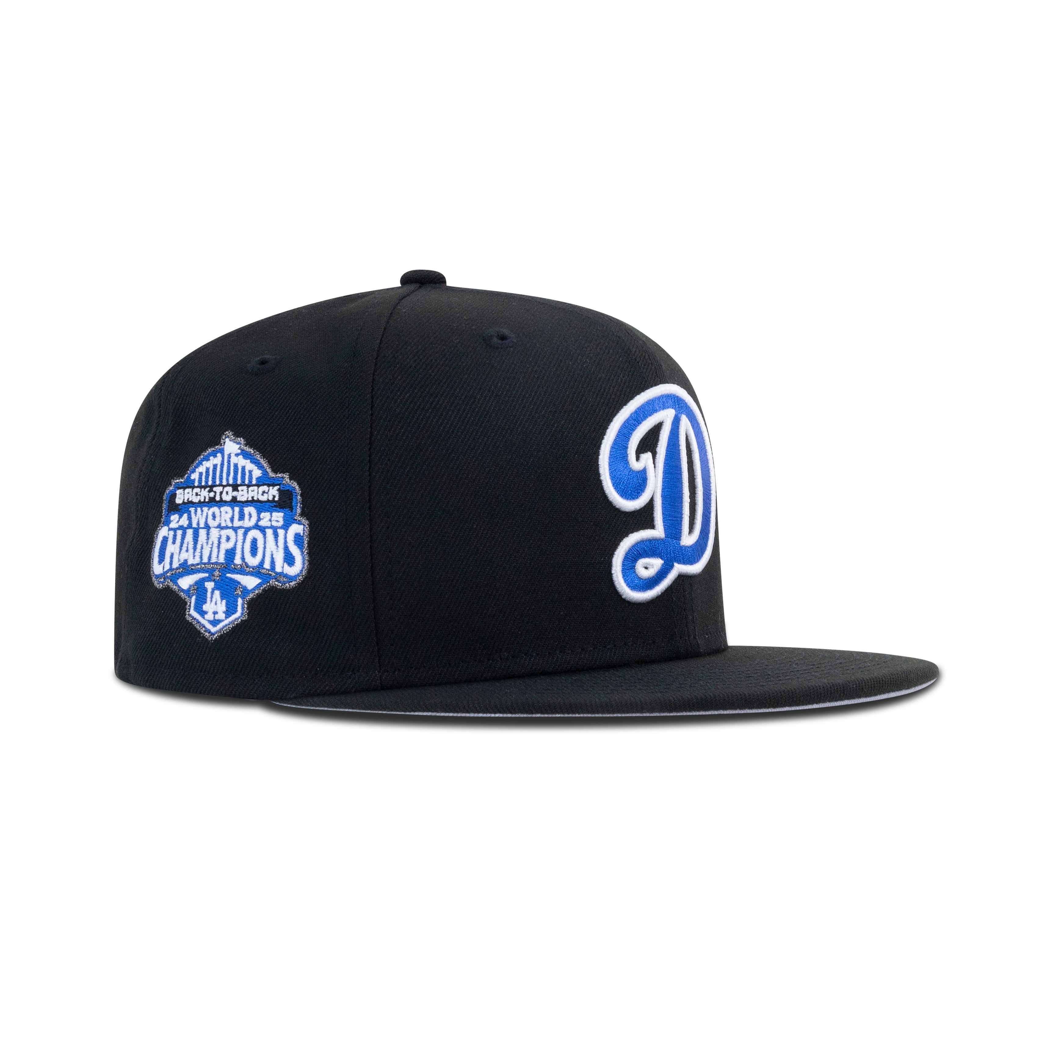New Era Los Angeles Dodgers Fitted Grey Bottom Black Sapphire Metallic Pewter Back To Back - Photo 1