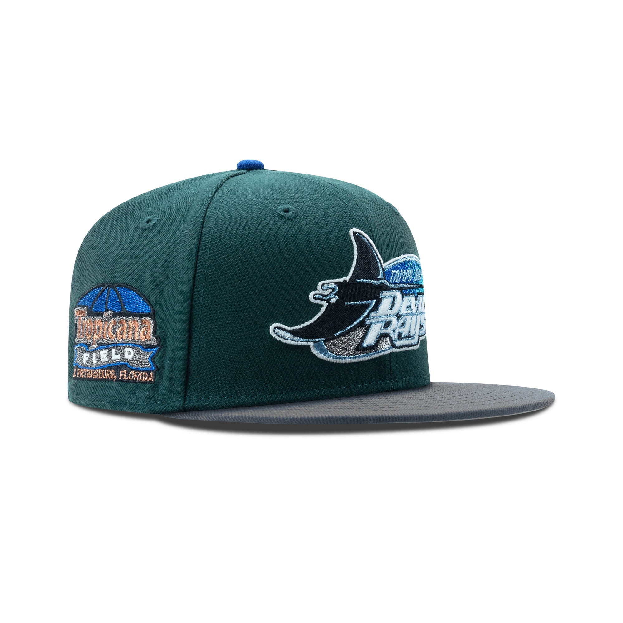 New Era Tampa Bay Rays Fitted Grey Bottom "Dark Green Grey" (Tropicana Field Patch Embroidery)