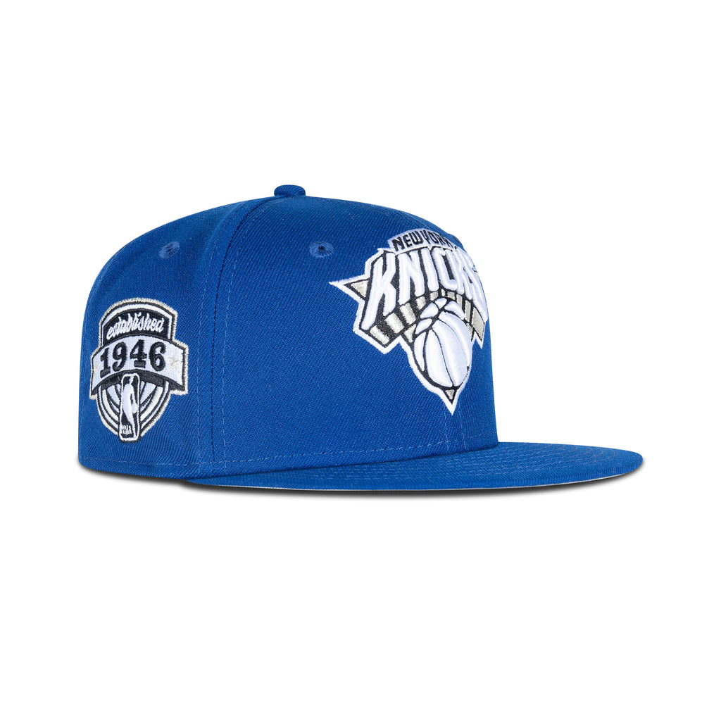 New Era New York Knicks Fitted Grey Bottom "Royal White Silver" (1946 Established Embroidery)