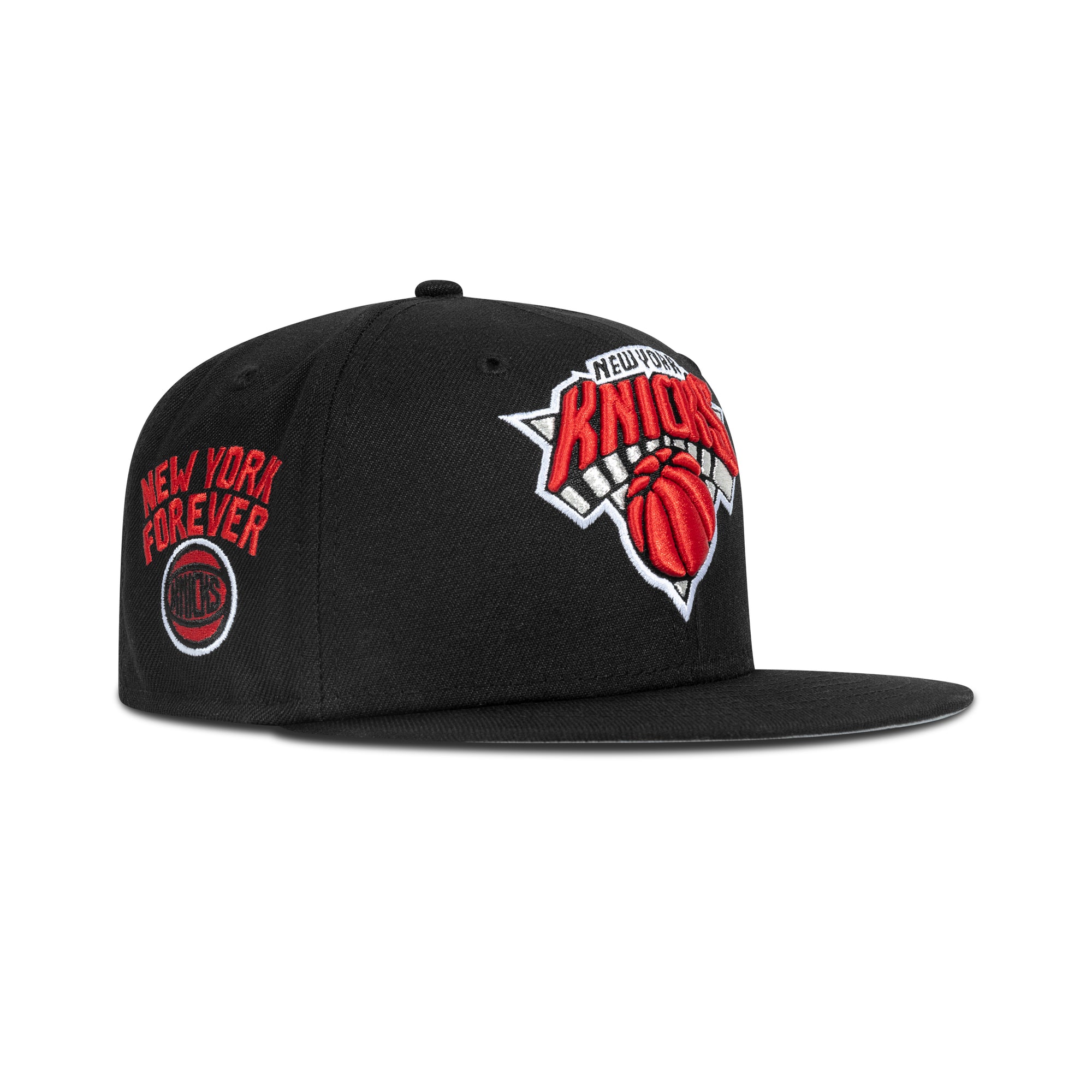 New Era New York Knicks Fitted Grey Bottom "Black Red Silver" (New York Forever Embroidery)