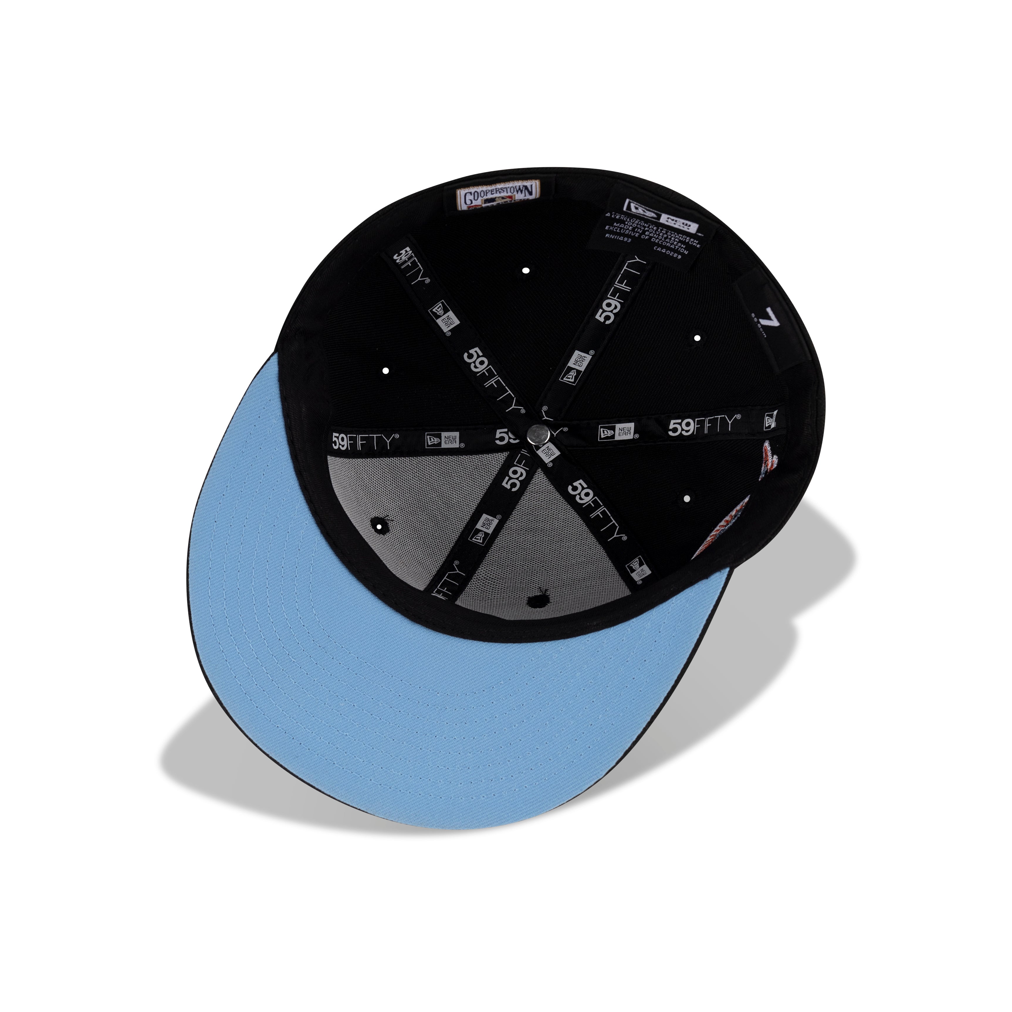 New Era Florida Marlins Upside Down Logo Fitted Sky Bottom "Black Metallic Blue Gray Countdown Orange" (2003 World Series Champions Embroidery)