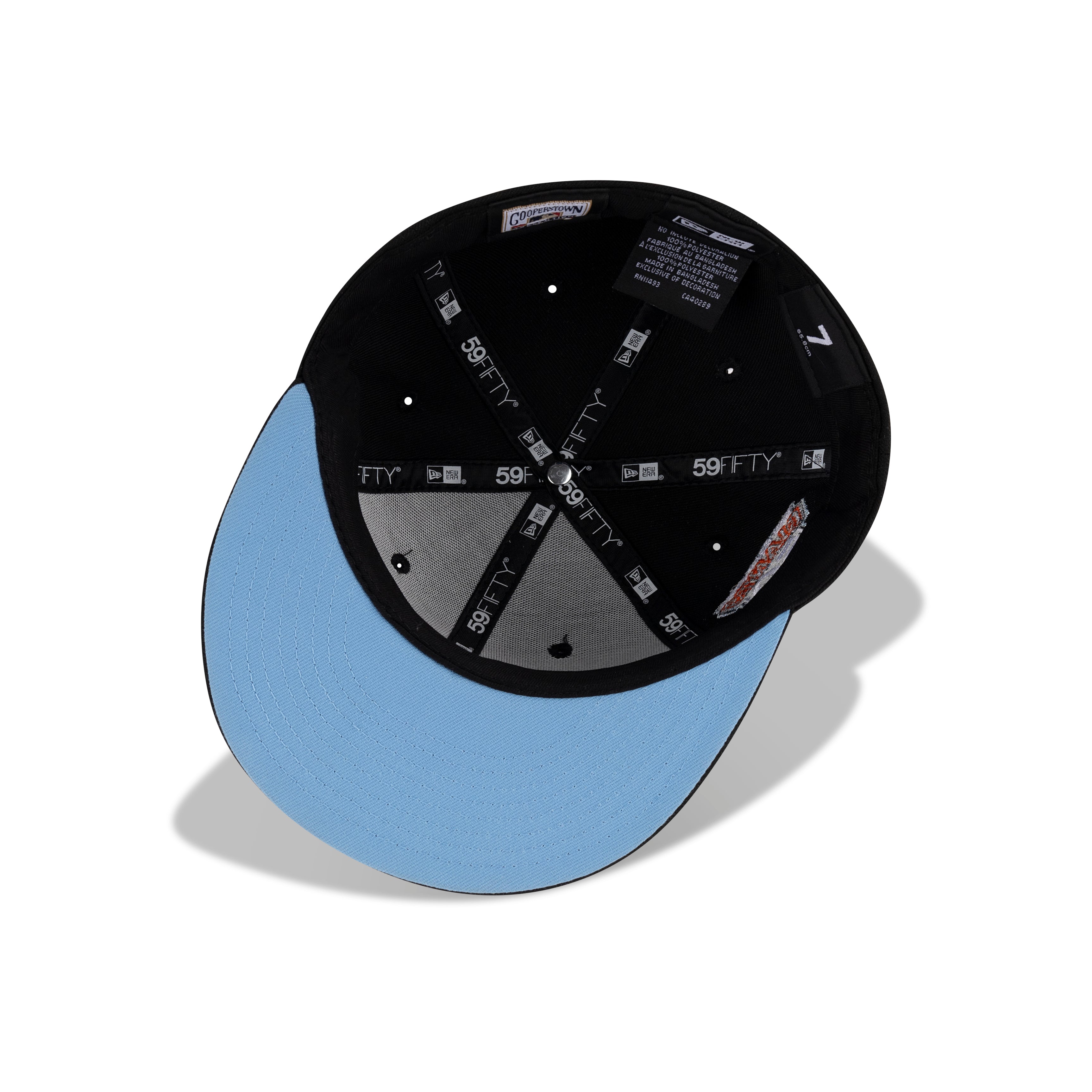 New Era San Francisco Giants Fitted Sky Bottom "Black Metallic Blue Gray Countdown Orange" (1958-2008 50 Years Embroidery)
