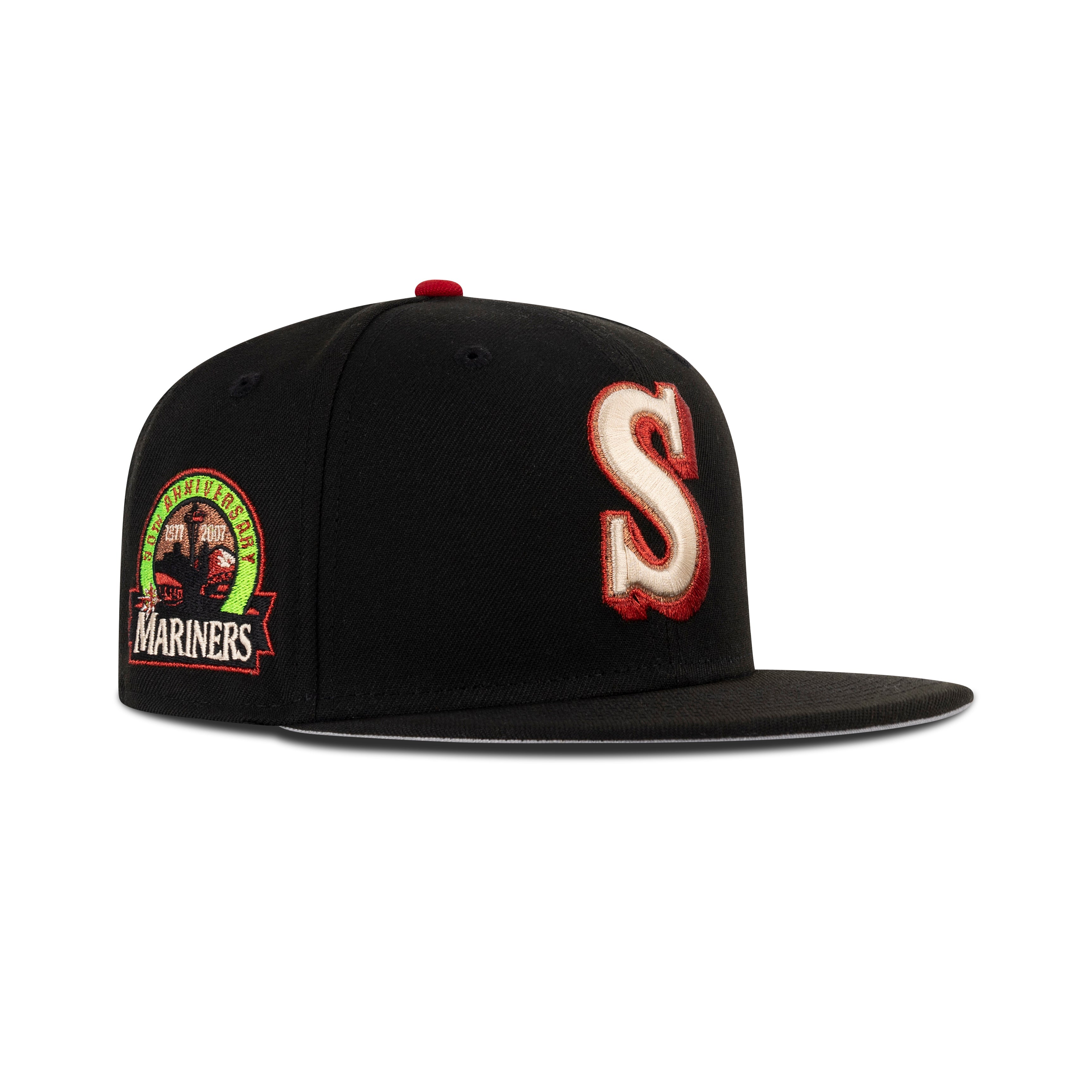 New Era Seattle Mariners Fitted Grey Bottom "Black Seashell Metallic Red Metallic Copper" (1977-2007 30th Anniversary Embroidery)