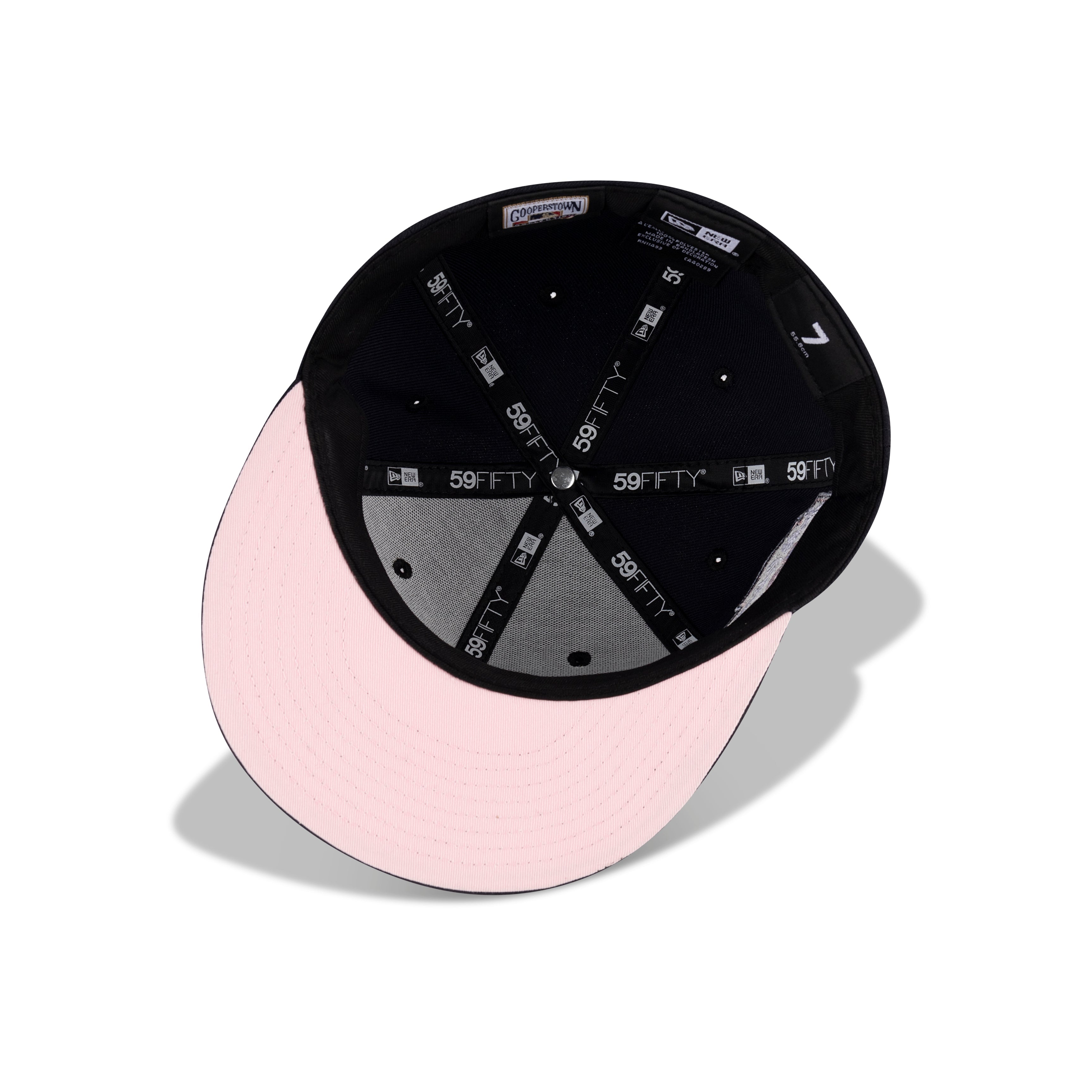 New Era New York Yankees Fitted Pink Bottom "Navy White" (Jackie Robinson & 50th Anniversary Embroidery)