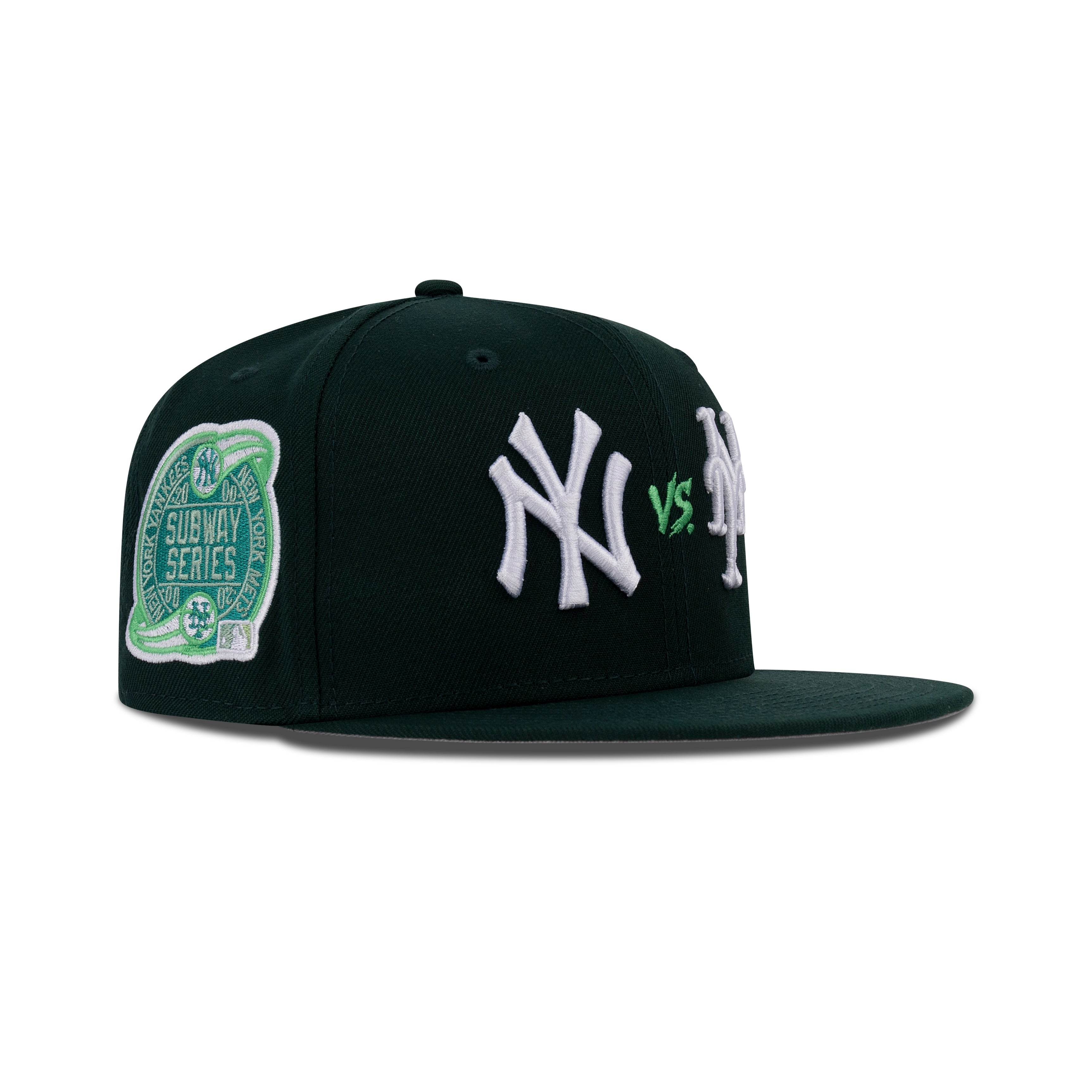 New Era NYY Vs. NYM Fitted Grey Bottom "Dark Green White" (2000 Subway Series Embroidery)