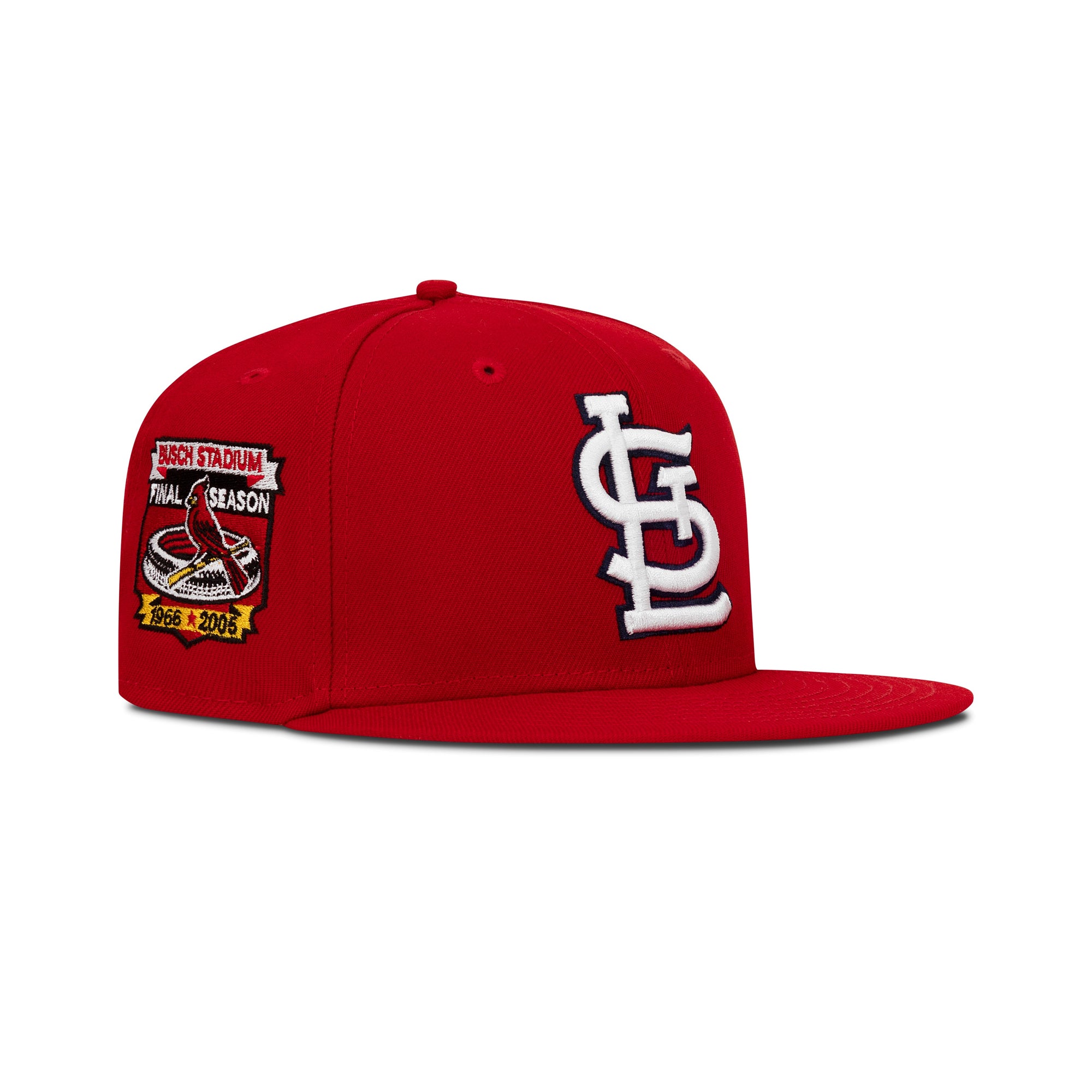 New Era St. Louis Cardinals Fitted Green Bottom "Red White" (1966-2005 Busch Stadium Final Season Embroidery)