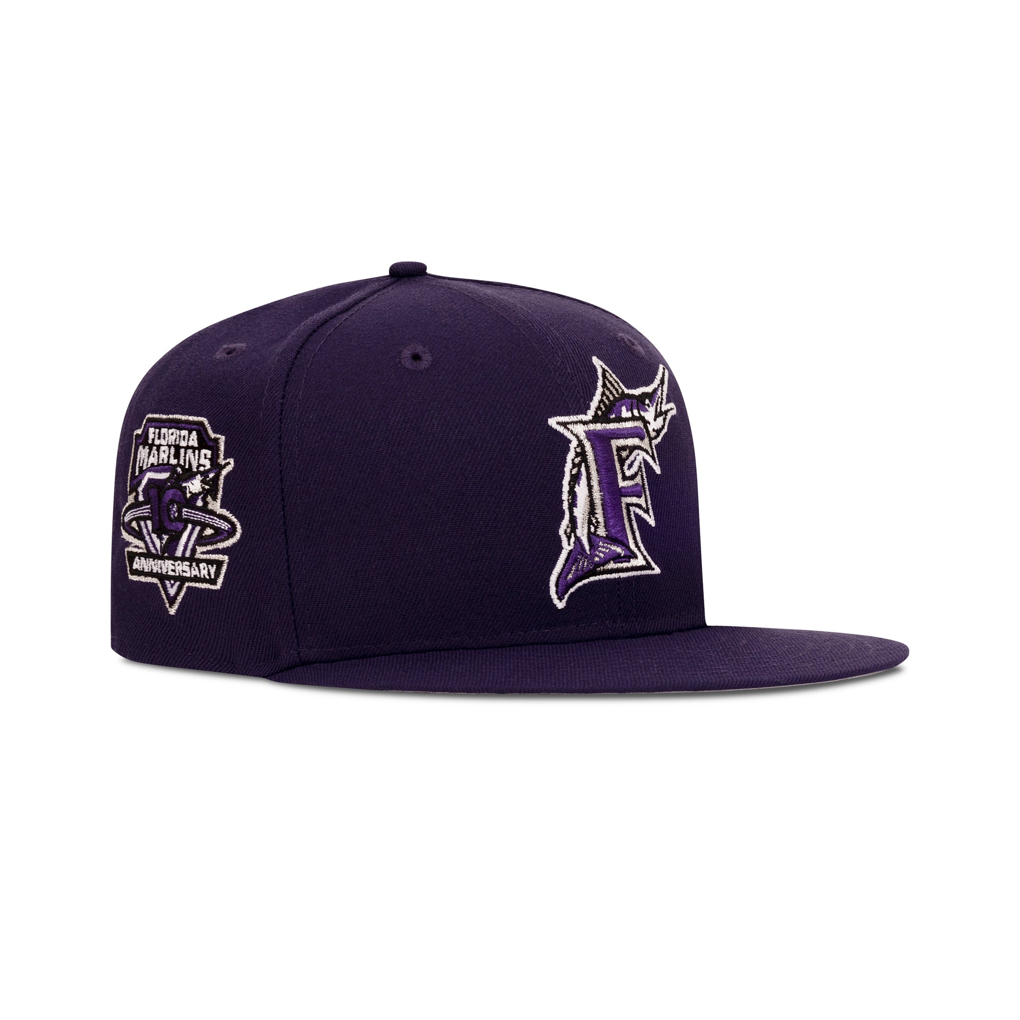 New Era Florida Marlins Fitted Grey Bottom "Purple White" (10th Anniversary Embroidery)