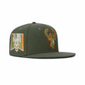 New Era Milwaukee Bucks Fitted Grey Bottom "Olive Orange" (2X NBA Champs Embroidery)