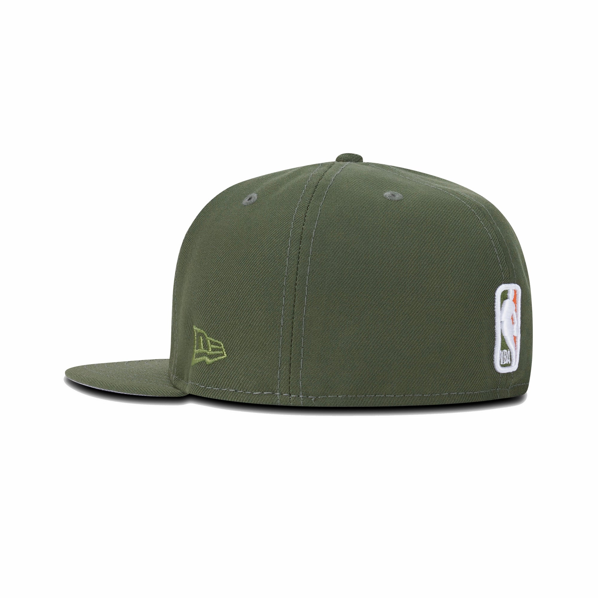 New Era Milwaukee Bucks Fitted Grey Bottom "Olive Orange" (2X NBA Champs Embroidery)