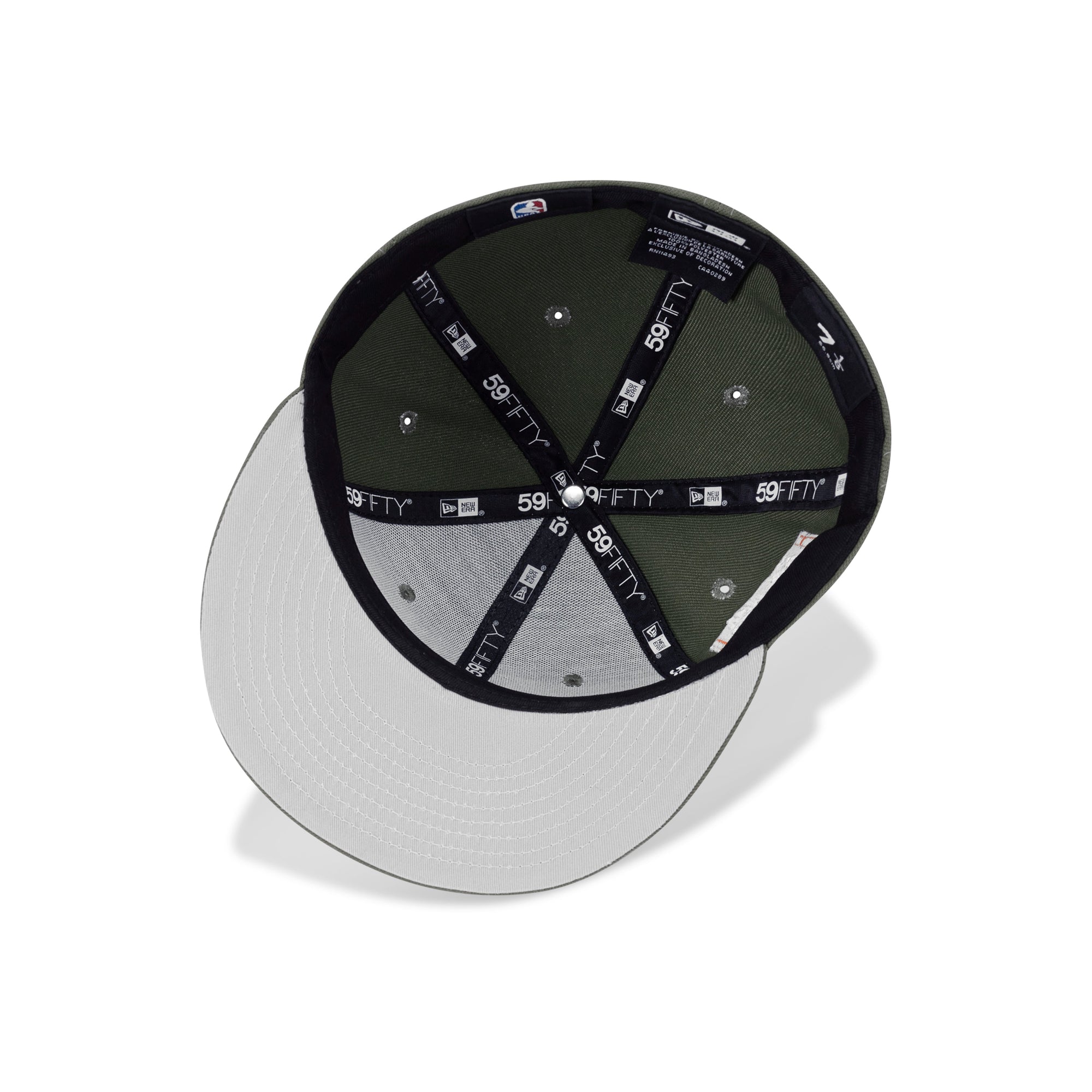 New Era Milwaukee Bucks Fitted Grey Bottom "Olive Orange" (2X NBA Champs Embroidery)