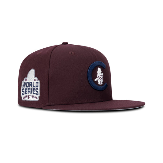 New Era Chicago Cubs Fitted Grey Bottom "Burgundy Navy" (2016 World Series Embroidery)