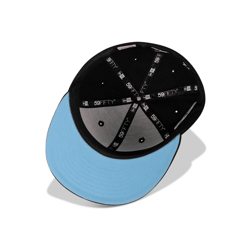 New Era New York Mets Fitted Sky Blue Bottom "Black White" (Subway Series Embroidery)