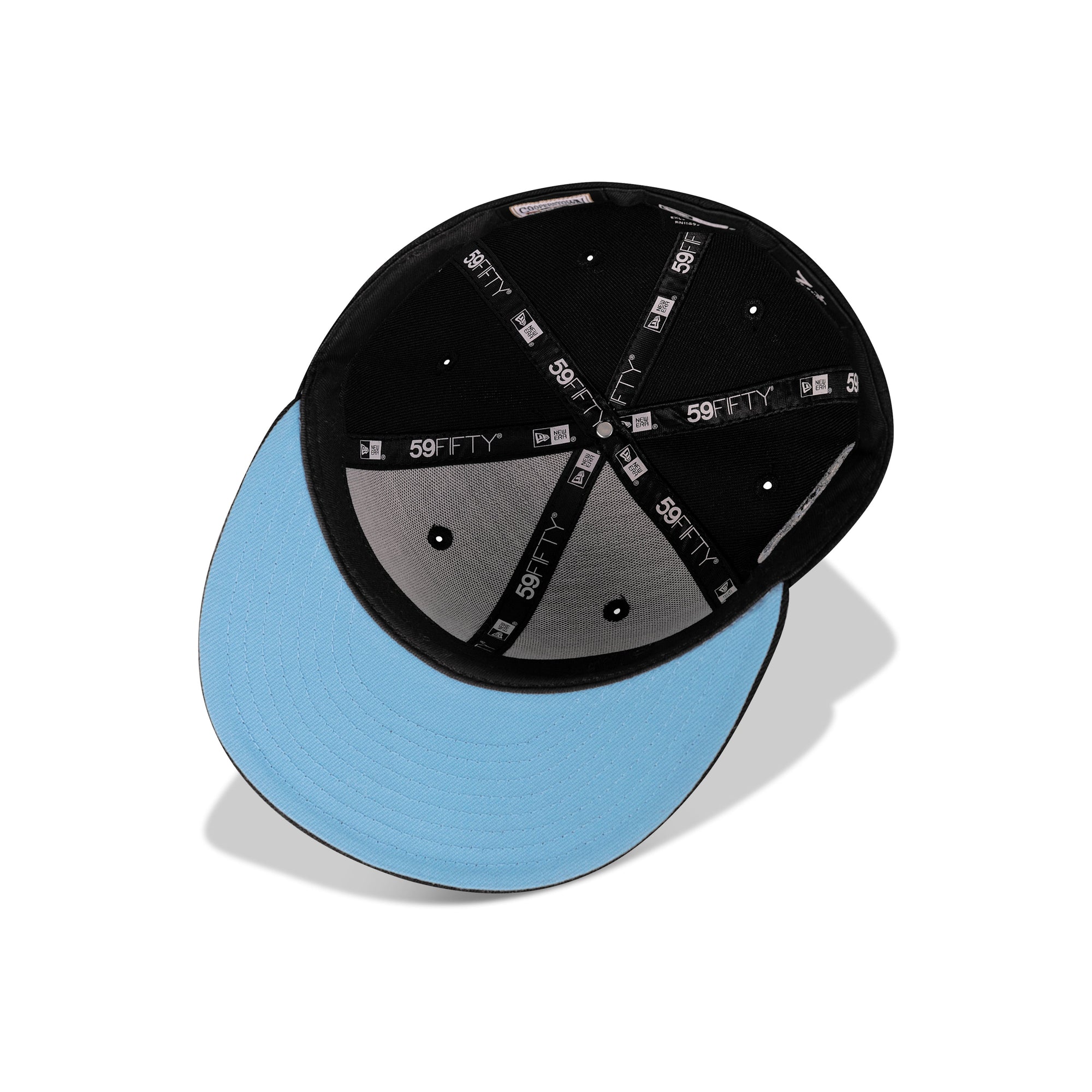 New Era New York Mets Fitted Sky Blue Bottom "Black White" (Subway Series Embroidery)