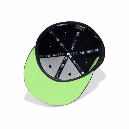 New Era NYY X NYM Fitted Lime Green Bottom "Black Lime" (2000 Subway Series Embroidery)