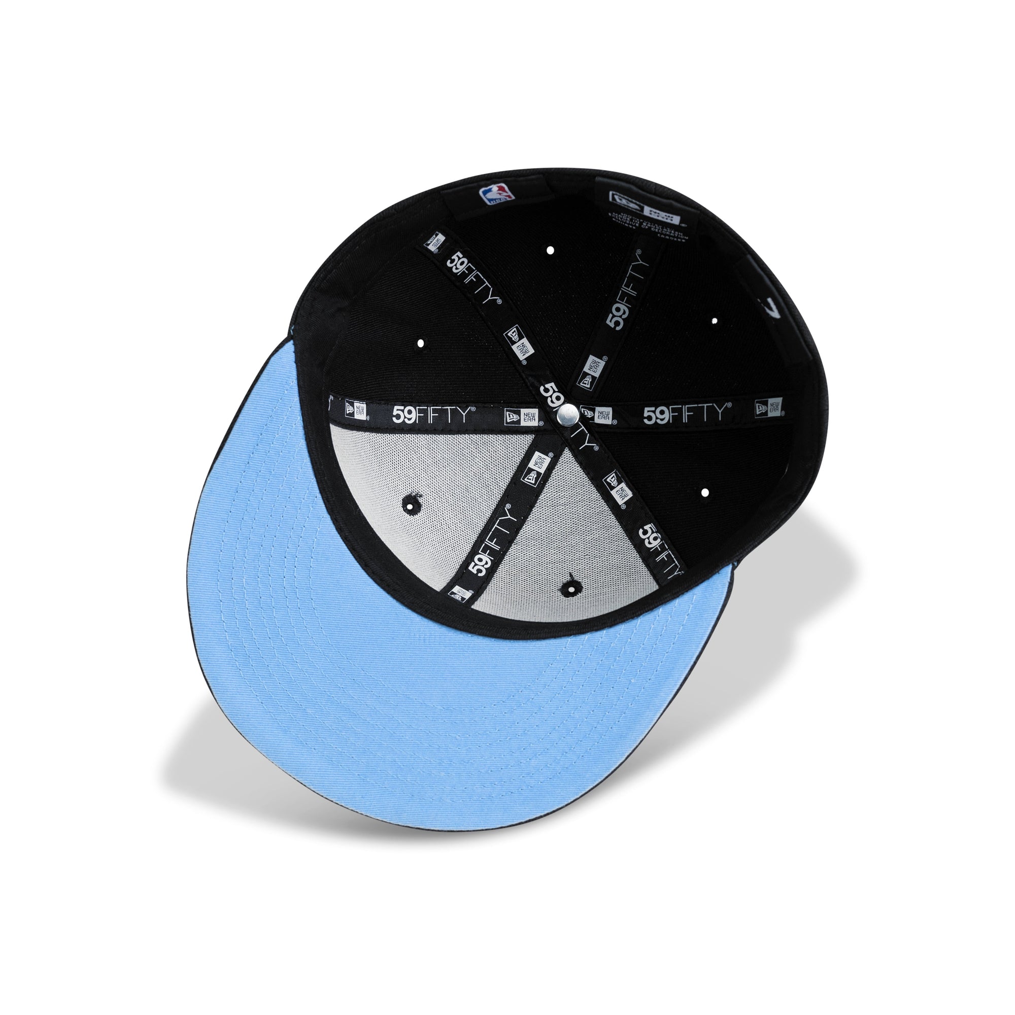 New Era Brooklyn Nets Fitted Sky Blue Bottom "Black White Red" (Eastern Conference Embroidery)