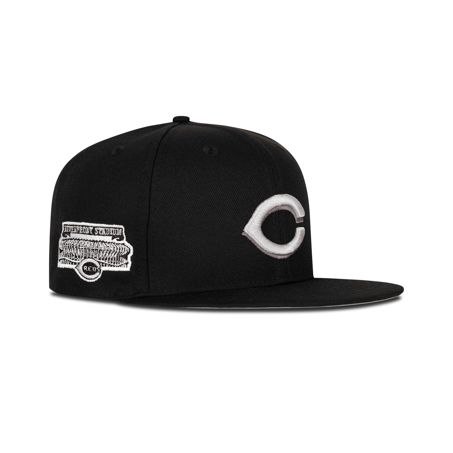 New Era Cincinnati Reds Fitted Grey Bottom "Black Grey" (Riverfront Stadium Embroidery)