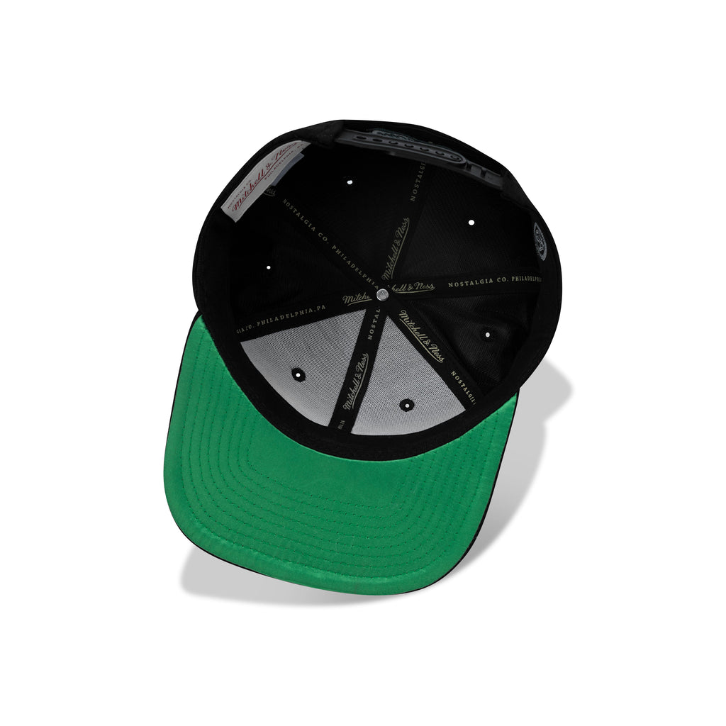 Mitchell & Ness San Jose Sharks Sweet Suede Snapback Green Satin Bottom "Black Teal"