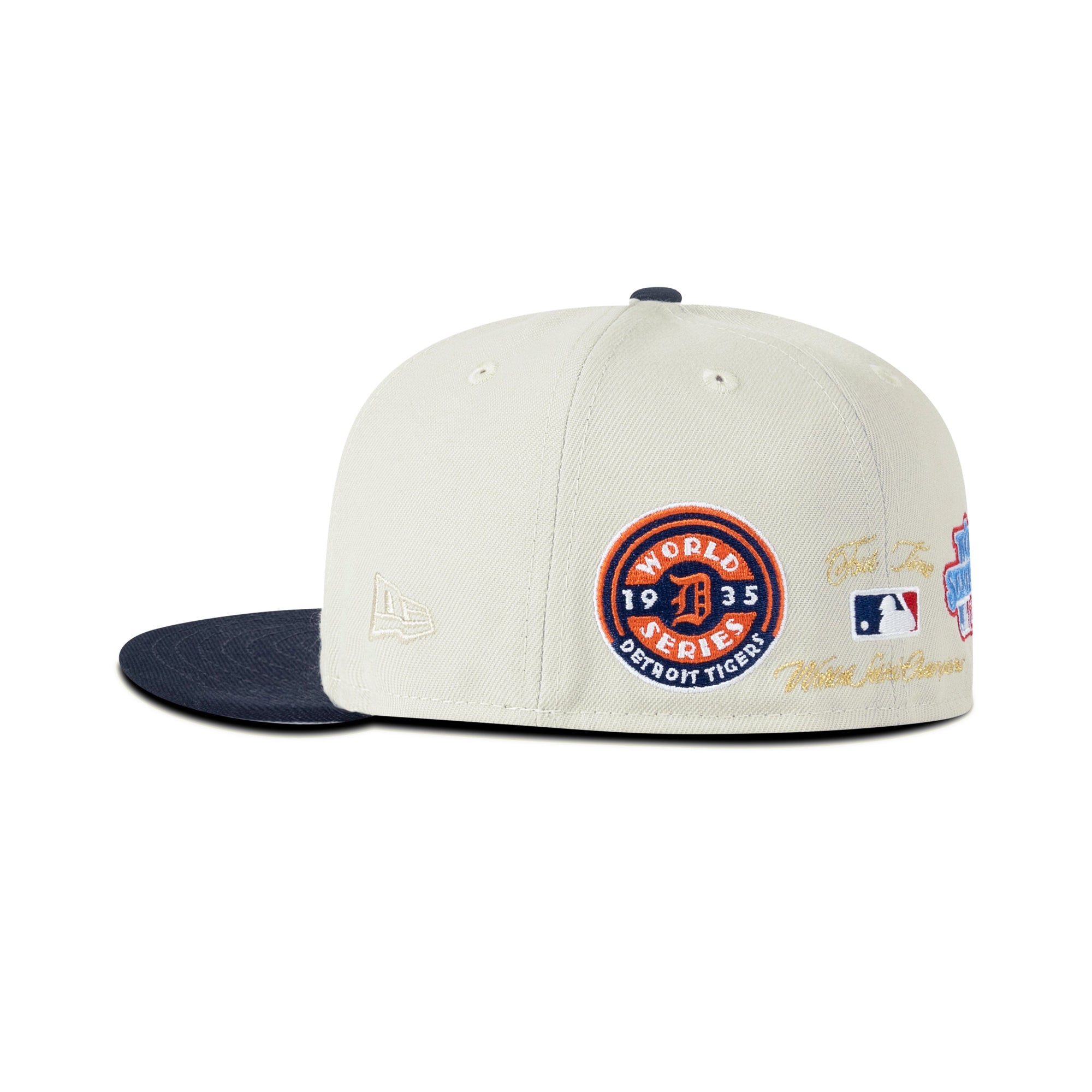 New Era Detroit Tigers Fitted Grey Bottom "Cream Navy" (1935 & 1984 World Series Embroidery)
